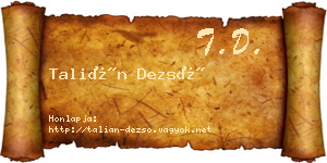 Talián Dezső névjegykártya